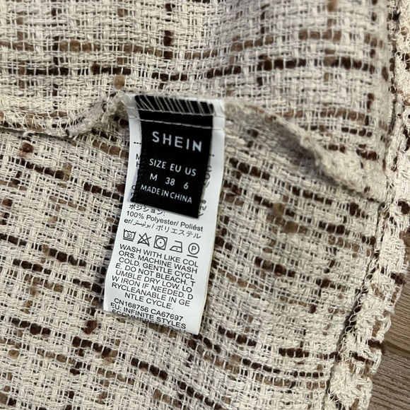 SHEIN Cream Tweed Blazer - Picture 3 of 10